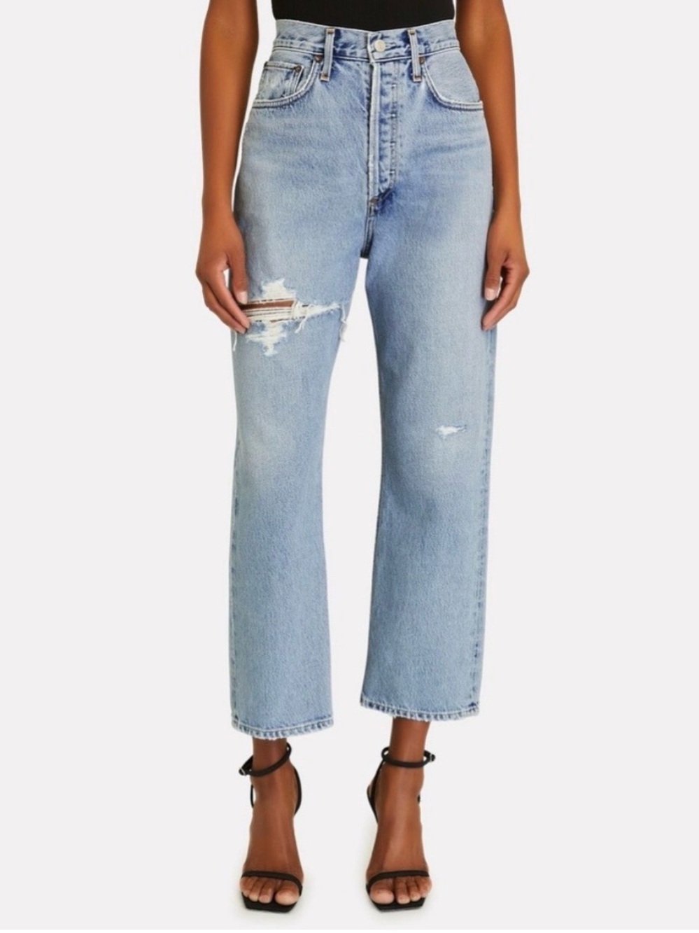 NWOT AGOLDE 90s Crop Distressed High-Waisted Straight Denim
Jeans